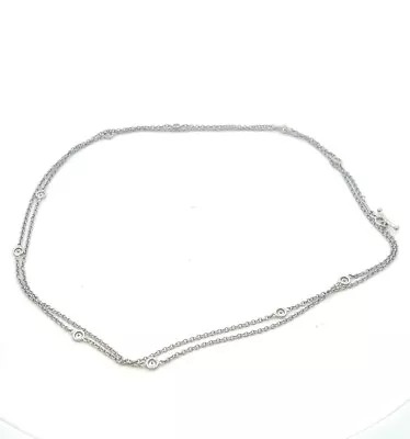 Tiffany & Co Elsa Peretti Platinum Sprinkle Diamond By The Yard Necklace 30” • $6350