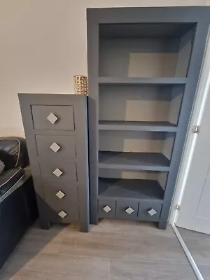 £250 • Buy Dakota Mango Wood Furniture Painted In Frenchic, Tv Unit, Book Shelf, Tall Boy
