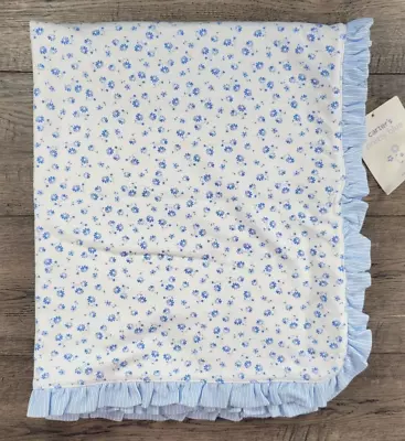 Baby Girl New Vintage Carter's Pretty Blue Flower Baby Crib Blanket • $149.99