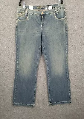 Cruel Girl Jeans Womens 15 Long Utility Fit High Rise Wide Leg Blue Distressed • $19.99