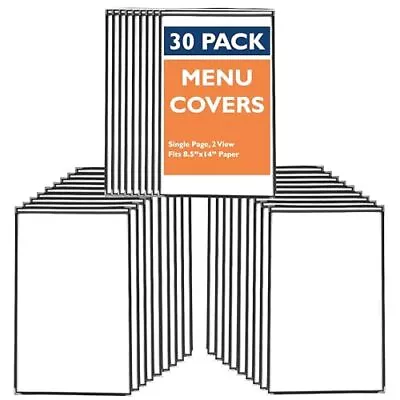 30 Pack Of Menu Covers 8.5 X 14 Inch Paper - Single Page 2 View Restaurant Me... • $59.75