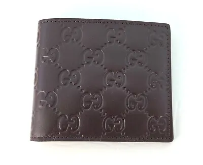 New Gucci Authentic 365466 Brown Bi Fold Guccissima Mens Wallet With Box • $279