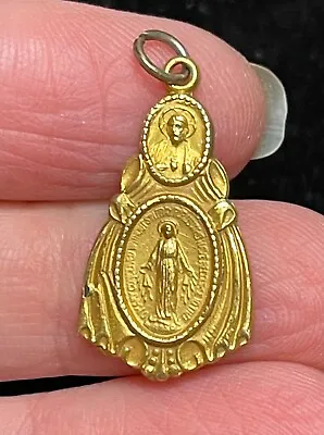 Vintage 1/20 12k GF Gold Filled Religious Medal Pendant Catholic Jewelry • $12