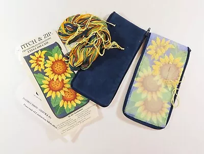 STITCH & ZIP NEEDLEPOINT Sunflowers Eye Glass Case (102) • $6