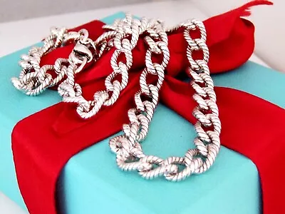 Tiffany & Co Silver Twisted Cable Link Necklace Men's Unisex Box Pouch 18  • $499.94