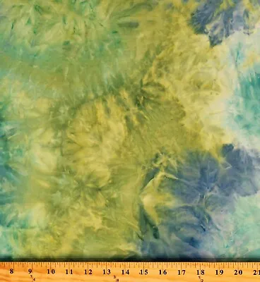 Matte Jersey Brushed Tie-Dye 4-Way Stretch Green Blue Fabric By The Yard D451.18 • $10.95