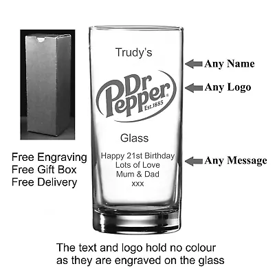 Personalised Hiball Dr Pepper Glass Birthday Gift18th 21st 30th Christmas Gift • £11.99