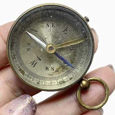 Antique Brass Compass Pendant Fob Made In France • $95
