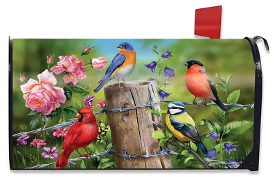 Fence Post Birds Spring Magnetic Mailbox Cover Cardinal Bluebird Briarwood Lane • $17.97