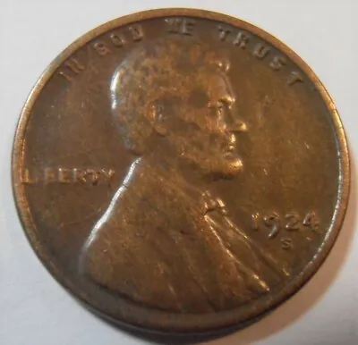 1924 S Lincoln Cent Low Mintage! One VF-EF Coin (24S1-12) • $11.95