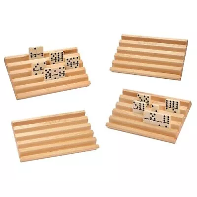 Set Of 4 Wooden Domino Trays Domino Tiles Racks For Mexican Train Home Party • $30.15