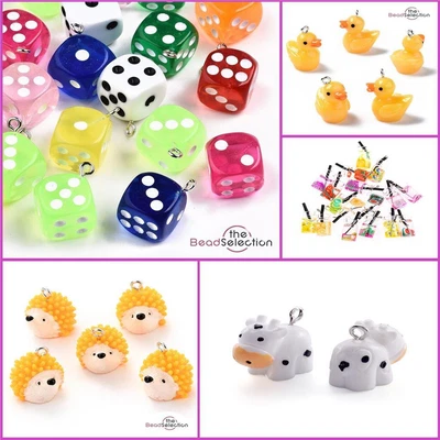 £3.49 • Buy Resin Charms Pendants Cow Sheep Duck Hedgehog Dice Drink Jewellery Making 