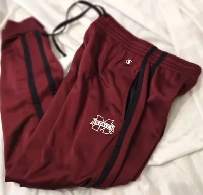CHAMPION Men's Maroon MISSISSIPPI STATE Warm-Up Pants Size Small • $9.99