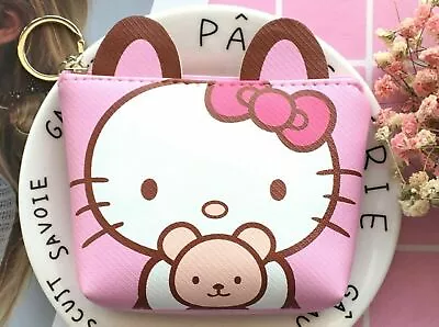 Girl Children Pink Hello Kitty Zip Coin Card Small Wallet Purse Mini Bag Keyring • $18