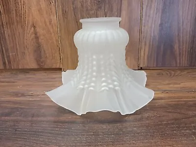 Vintage Frosted Glass Light Shade Ruffled Petticoat Lamp Fan Replacement Sconce • $15.95