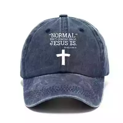 #100% #truth  NORMAL ISN'T COMING BACK JESUS IS  CAP (navy Blue) • $10.36