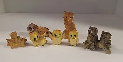 Lot Of 7 Vintage Miniature Owl Figurine Various Materials  • $24.99