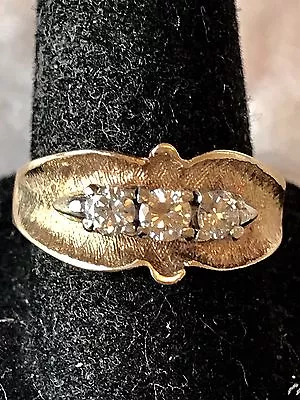 Vintage 10K Yellow Gold 3 Stone .60TCW Diamond Ring  • $465