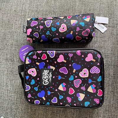 🥰 Brand New SMIGGLE Giggle Lunch Box Sandwich Bag & Pencil Case Set Girls Black • £9.99