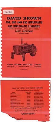 £6.99 • Buy David Brown 850, 950, 880 Implematic Series Parts Manual PDF Digital Copy