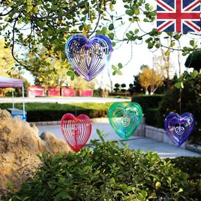 360° Heart Wind Spinner Outdoor Yard Garden Metal Hanging Home Garden Decor UK • £4.98