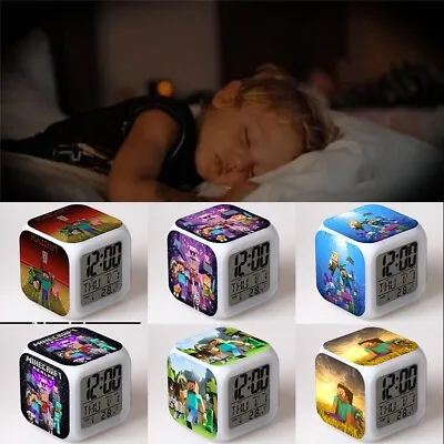 $23.79 • Buy Minecraft Kids LED Digital Alarm Clock Colour Change Clock Night Light Gifts AUS
