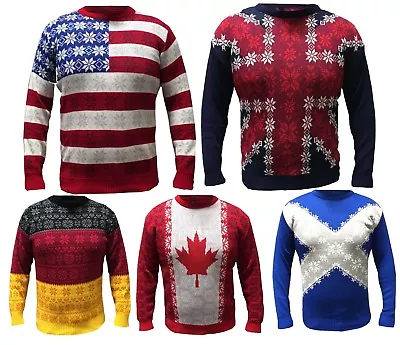 Christmas Xmas Unisex Jumper Sweater Novelty Vinatage Ladies Mens Flag Jumper • £6.95