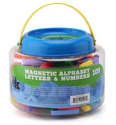 $16.99 • Buy EduKid Toys MAGNETIC LETTERS & NUMBERS 109 Educational Magnets In Bucket ~NEW~