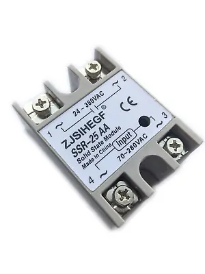 Solid State Relay Module (SSR-25AA) 70-240VAC Input 24-380VAC Output 25A Load • $9.95