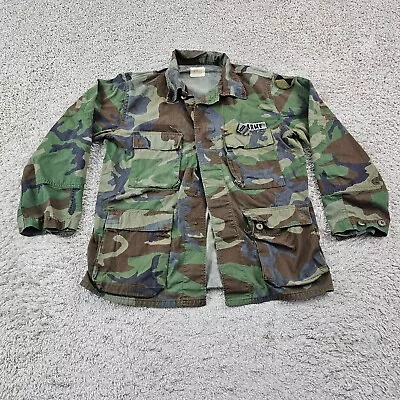 VINTAGE US Army Jacket Mens Medium M Woodland Camo Combat Coat 80s 1981 Selma • $21.99