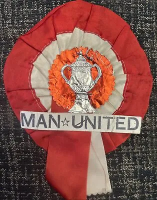 Original 1960s FA Cup Final Rosette Manchester United FC Football Pennant • £17.99