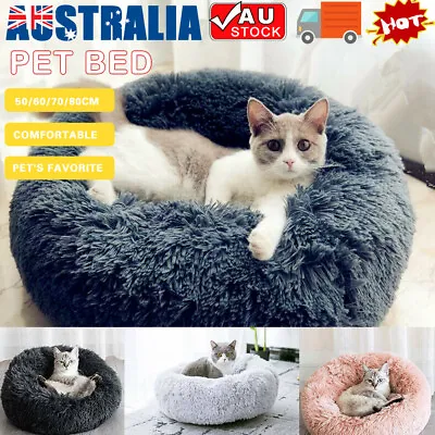 Cat Dog Pet Calming Bed Warm Soft Plush Round Nest Comfy Sleeping Kennel Cave AU • $17.69