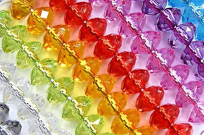 100 Pcs/10 MM~OR~200 Pcs/8 MM~CLEAR~FACETED~RONDELLE~ACRYLIC BEADS~CHOOSE COLOR • £2.99