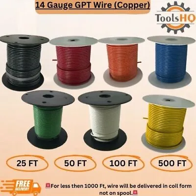 14 AWG Gauge Primary Marine Wire 100% OFC COPPER Cable 25 50 100 FT  Lot NOT CCA • $5.10