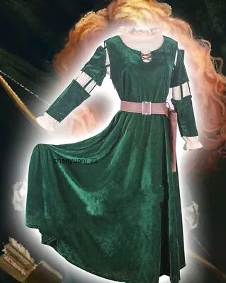 Anime Figure Women's Merida Cosplay Costume Long Dress With Quiver For Women New • $51.95