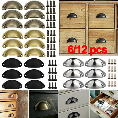 6/12Pcs Cup Pull Shell Handles Half Moon Kitchen Cupboard Cabinet Door Drawer UK • £4.39