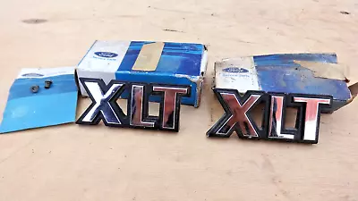 NOS 1973 1976 Ford Truck XLT BED SIDE EMBLEMS Original Pair NAME PLATES • $199.99