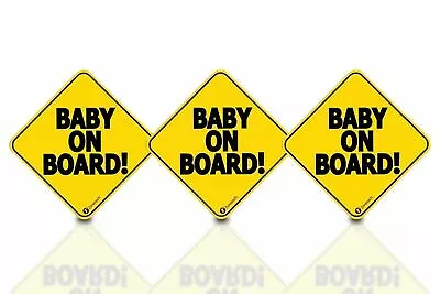 Zone Tech 3 Baby On Board 5x5  Warning Car Bumper Decal Reflective Magnet Signs • $5.99