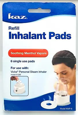 Kaz Inhalant 6 Pad Refills Vicks Soothing Menthol Vapors For V1200 Inhaler KMP6 • $27.99