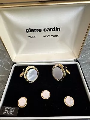 Pierre Cardin Cufflinks & Studs Round Gold-Tone Mother Of Pearl • $17