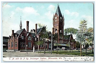 1907 C M St P Ry Passenger Station Milwaukee Wisconsin Posted Vintage Postcard • $9.72