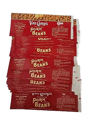 Wholesale Lot 35 Van Camp's Pork & Beans Tin Can Label Paper Vtg Art Ephemera • $14.99