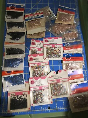 Vintage Lot Of 24 Pkgs Of Mangelsen's Walco Bugle Beads Assorted Colors • $12.99