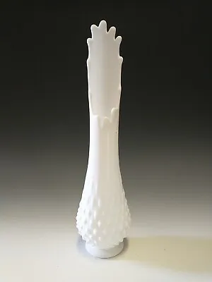 Vintage Fenton Swung Glass Vase White Milk Glass Hobnail 14” • $49