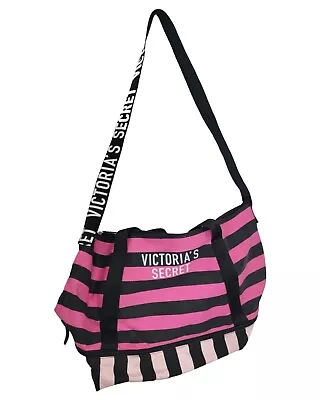 Victoria's Secret Logo Weekender Getaway Zipper Tote Bag - Pink-Black • $10