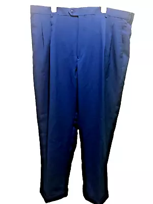 Mens Bocaccio Size 46 X 32 Royal Blue Pleated Dress Pants Slacks Trousers Cuffed • $34.95