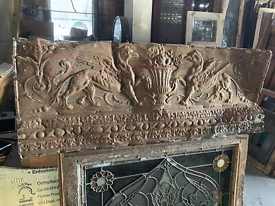~ Antique Tin Ceiling Panel With Double Griffins Dragons ~ 48 X 18.5 Salvage J • $150