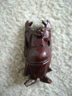 Chinese Wooden BUDDHA Figurine- OrnamentHotei Laughing Buddha Hand Made • £5