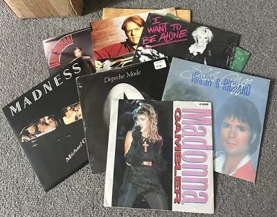 Job Lot Of 10 X 7” Vinyl Records  -  1980s  Vintage Used Retro • £5