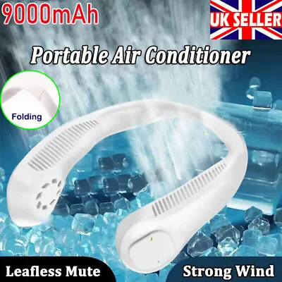 9000mA Neck Fan Portable Cooler USB Rechargeable  Lazy Neckband Cooling Fan NEW • £12.45